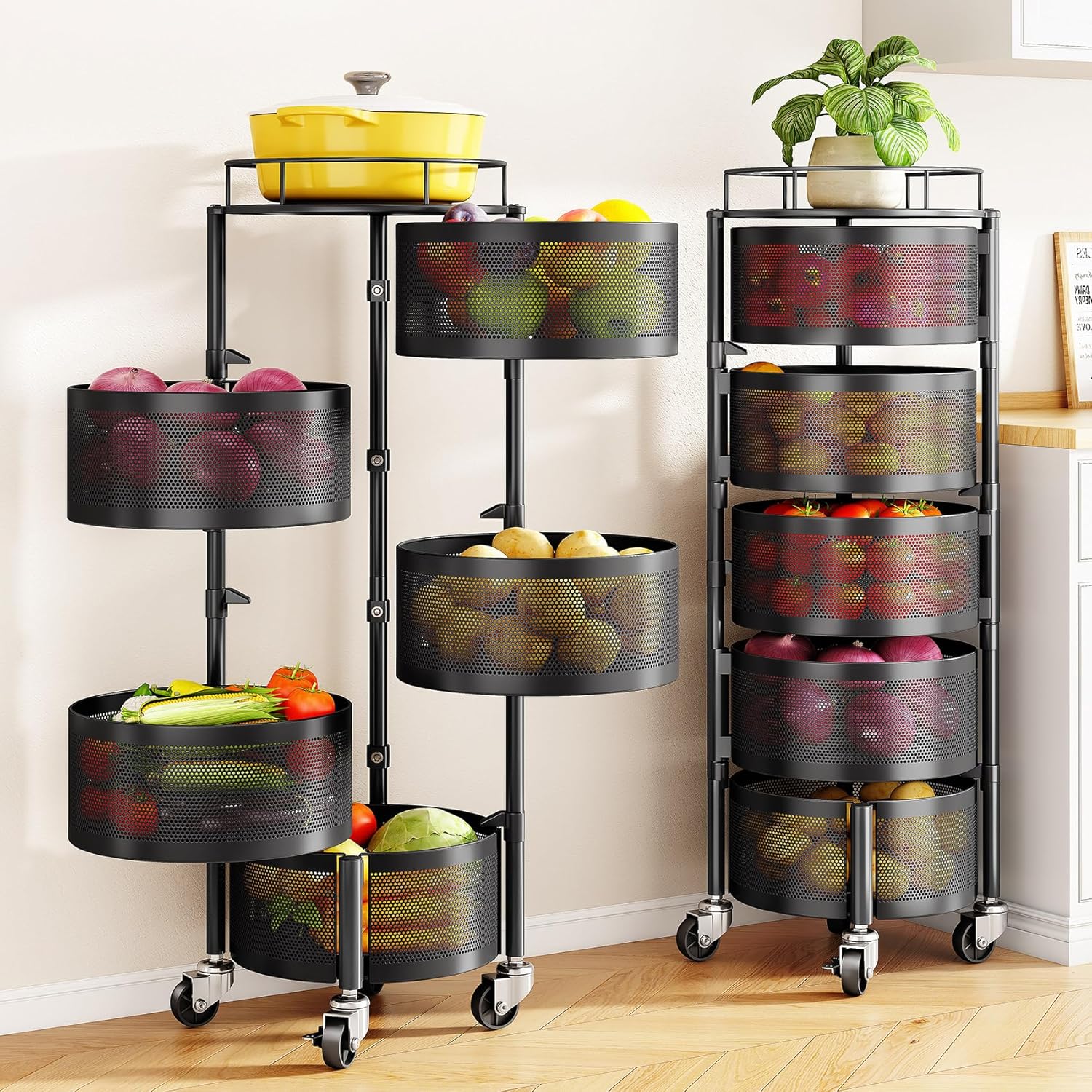 Rotating Fruit and Vegetable Storage Trolley